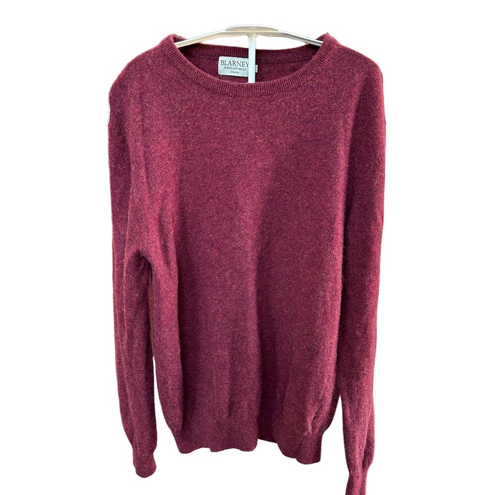 Blarney Women's Pure Lambswool Crewneck Sweater Maroon Wool Size Large
